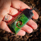 Natural Jade Side Koru Toki Pendant Necklace (N1073)