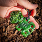 Natural Nephrite Jade Tiki Pendant Necklace (N964)