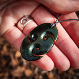 NZ Greenstone Pounamu Triple Koru Pendant Necklace (N868)