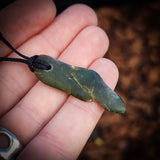NZ Greenstone Pounamu Natural Freeform Pendant Necklace (N845)