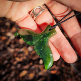 Natural Jade Whale Tail Pendant Necklace (N1084)