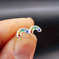 925 Sterling Silver & Rainbow CZ Stud Earrings