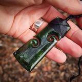 Natural Jade Double Koru Toki Pendant Necklace (N1178)
