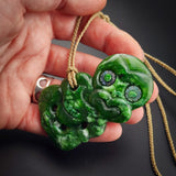 Natural Jade Hei Tiki Pendant Necklace (N2154)