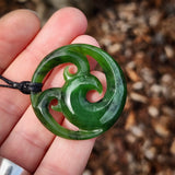 Natural Jade Triple Koru Pendant Necklace (N1181)