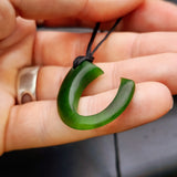 NZ Greenstone Pounamu Hook Pendant Necklace (N435)