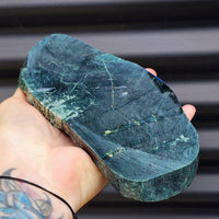 871g Raw New Zealand Greenstone / Pounamu Carving Slice (R14B226)