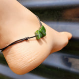 Nephrite Jade / Greenstone One Off Macrame Anklet (1A3-801)