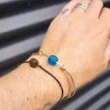 Rustic Recycled Blue Sea Glass One Off Bracelet (1A3-703)