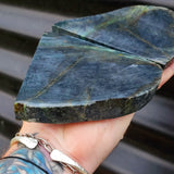 944g Raw New Zealand Greenstone / Pounamu Carving Slices (R14B493)