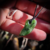 NZ Greenstone Pounamu Freeform Pendant Necklace (N747)