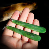 Nephrite Jade / Greenstone Long Drop Hanging Earrings