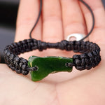 New Zealand Greenstone One Off Macrame Bracelet (1A3-747)