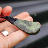 NZ Greenstone Pounamu Roimata Pendant Necklace (N364)