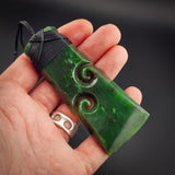 Natural Jade Double Koru Toki Pendant Necklace (N2260)