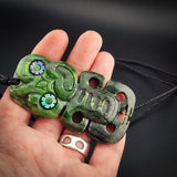 Natural Jade Hei Tiki Pendant Necklace (N2307)