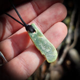 NZ Greenstone Pounamu Natural Freeform Pendant Necklace (N721)