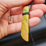NZ Greenstone Pounamu Toki Pendant Necklace (N386)