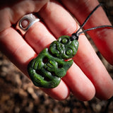 NZ Greenstone Pounamu Tiki Pendant Necklace (N1097)