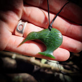 NZ Greenstone / Pounamu Kiwi Pendant Necklace (N675)