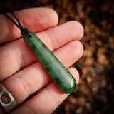 NZ Greenstone Pounamu Drop Pendant Necklace (N867)