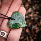 NZ Greenstone Pounamu Heart Pendant Necklace (N937)