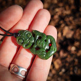 NZ Greenstone Pounamu Tiki Pendant Necklace (N888)