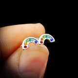 Childrens 925 Sterling Silver & Rainbow CZ Stud Earrings