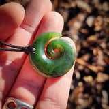 NZ Greenstone Pounamu Koru Pendant Necklace (N881)