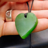 NZ Greenstone Pounamu Heart Pendant Necklace (N412)