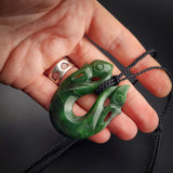 Natural Jade Double Manaia Pendant Necklace (N2182)