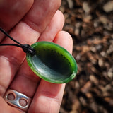 Natural Jade Paua Shell Pendant Necklace (N1077)