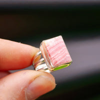 (R) Solid Sterling Silver & Natural Love Stone Handmade Cage Ring