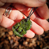 NZ Greenstone Pounamu Tiki Pendant Necklace (N892)
