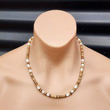 Tan & White Coconut Surfer Choker Necklace