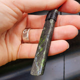 NZ Greenstone Pounamu Toki Pendant Necklace (N395)