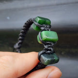 Nephrite Jade / Greenstone One Off Macrame Bracelet (1A3-802)