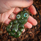 NZ Greenstone Pounamu Tiki Pendant Necklace (N926)