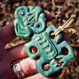 Natural Jade Hei Tiki Pendant Necklace (N1151)