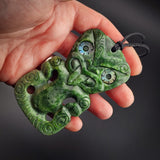 Natural Jade Hei Tiki Pendant Necklace (N2162)