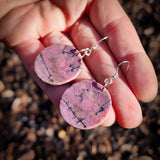 Natural Rhodonite Round Hook Earrings (E111)