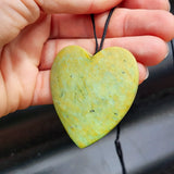 NZ Greenstone Pounamu Heart Pendant Necklace (N404)