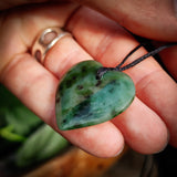 Nephrite Jade / Greenstone Heart Pendant Necklace (N495)