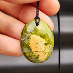 Natural Unakite Oval Pendant Necklace (1BBB47)