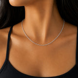 1.5mm Solid 925 Sterling Silver Anchor Chain Necklace