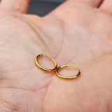 12mm Solid 925 Sterling Silver Gold Sleeper Hoop Earrings