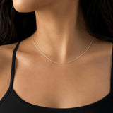 1mm Solid 925 Italian Sterling Silver Curb Chain Necklace