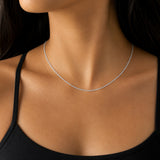 1mm Solid 925 Italian Sterling Silver Tight Curb Chain Necklace