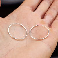 25mm Solid 925 Sterling Silver Round Hoop Earrings