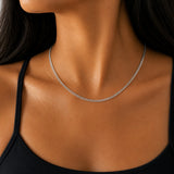 2mm Solid 925 Italian Sterling Silver Curb Chain Necklace